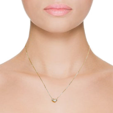 RVLA Romance Victory 18k Solid Rose Gold Heart Pendant Necklace, 17.5” (16.5"+1” extender)