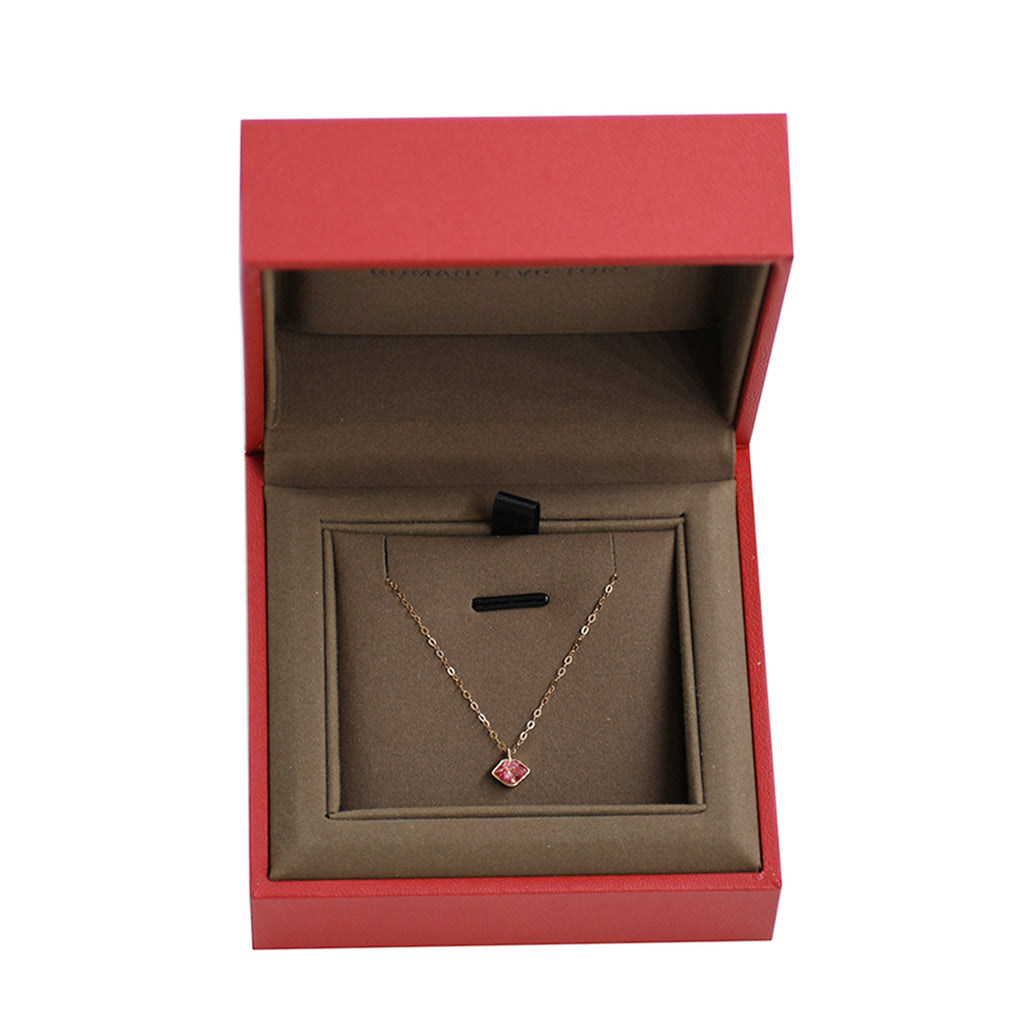 RVLA Romance Victory 18k Solid Rose Gold Cubic Zirconia Pendant Necklace, 16.5" - Romance Victory