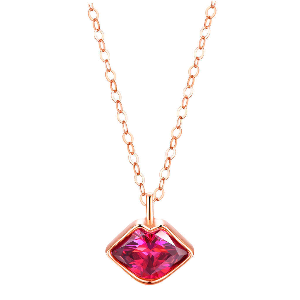RVLA Romance Victory 18k Solid Rose Gold Cubic Zirconia Pendant Necklace, 16.5" - Romance Victory